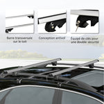 Barres de Toit de Voiture Transversales, Verrouillables avec 2 Clés, Alliage d'Aluminium, Charge 75 kg, Argenté