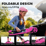 Trottinette électrique pour enfants 6+ ans, pliable 3 roues démarrage zéro, vitesse maximale 8 km/h 64 x 29 x 83 cm rose