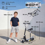 Trottinette électrique 120 W pliable pour enfant de 6+ ans hauteur guidon et selle réglable 10 Km/h max. noir
