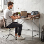 Bureau, bureau d'ordinateur 109 cm avec rebord de sécurité et structure en métal, noyer