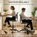 Chaise bureau ergonomique, fauteuil de bureau avec repose-pieds, chaise à dessin en maille, hauteur réglable, gris foncé