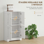 Buffet cuisine, meuble cuisine rangement avec 4 portes cintrées et 2 étagères réglables, 60 x 30 x 110 cm, blanc
