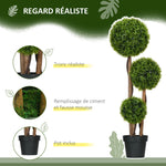 Arbre artificiel buis avec 3 boules feuilles de bambou pot inclus intérieur et extérieur hauteur 110 cm vert