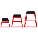 Boîte Entraînement Pliométrique Trapézoïdale en Acier, 3 Plateformes de Saut Antidérapantes 30,5/45,8/61 cm, Rouge