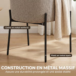 Fauteuil Salon, Fauteuil d'Appoint Rembourré en Chenille avec Dossier Courbé et Accoudoirs, Pieds en Métal, Marron Clair