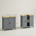 Meuble sous lavabo 2 portes étagère réglable 2 étages à l'intérieure poignées en PU 60 x 30 x 60 cm gris