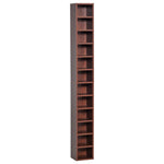 Opbergmeubel voor cd's en dvd's, kolomkast, opbergkast met 12 vakken, max. capaciteit 204 cd's, 21 x 20 x 175 cm, bruin