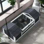 Casa para tortugas terrestres recinto exterior 2 refugios soporte de lámpara ajustable madera maciza 120 x 56,5 x 43 cm gris