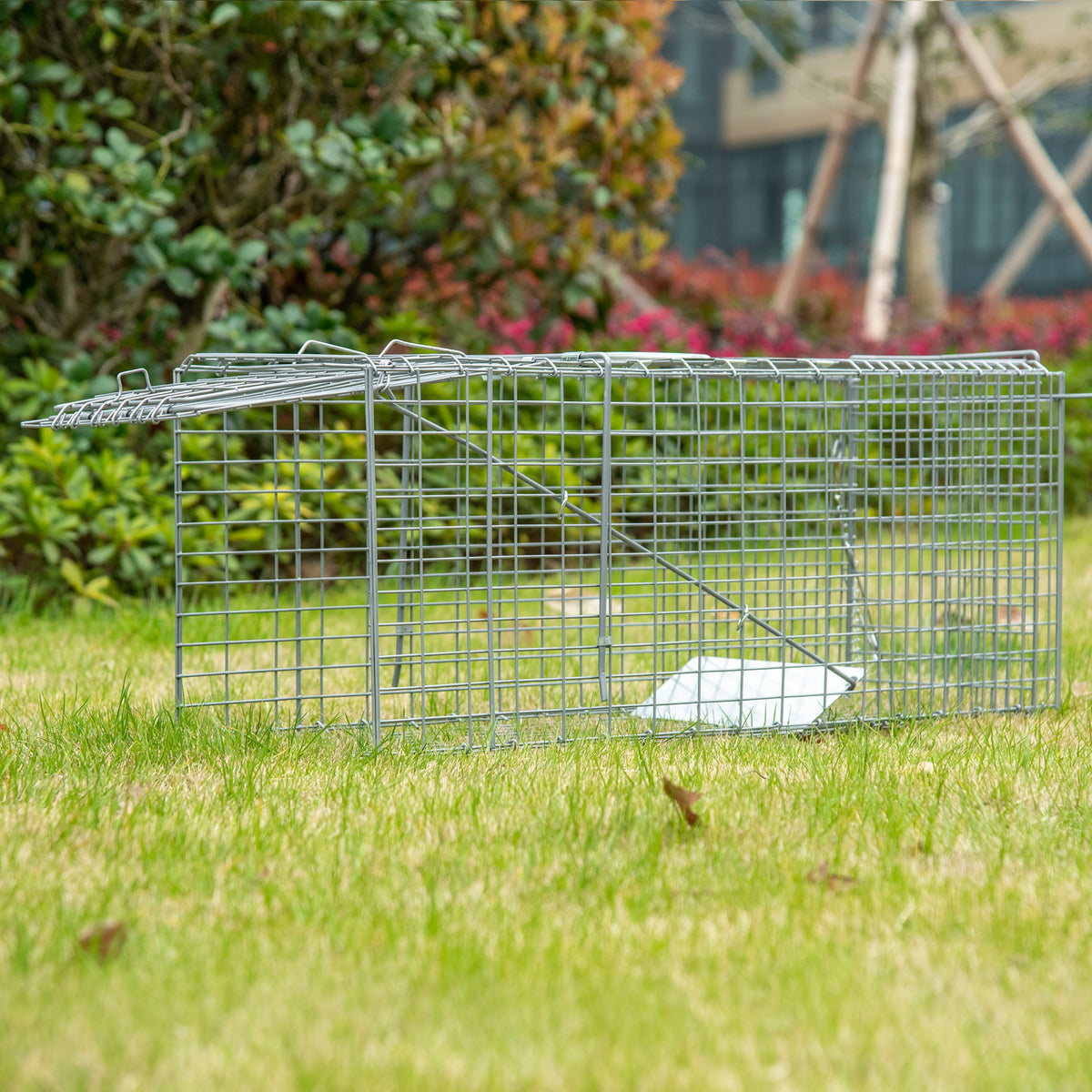 Opvouwbare vangkooi voor kleine dieren zoals ratten en muizen - 2 deuren handvat 81 x 26 x 34,5 cm grijs staal