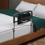 Barra de apoyo para cama, barrera segura, protector, asa ajustable en 5 alturas, bolsillo de almacenamiento, 87Lx51.5Ax45-55H cm