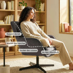 Fauteuil salon, fauteuil d'appoint rembourré en velours avec large assise, coussin et structure en métal, gris foncé
