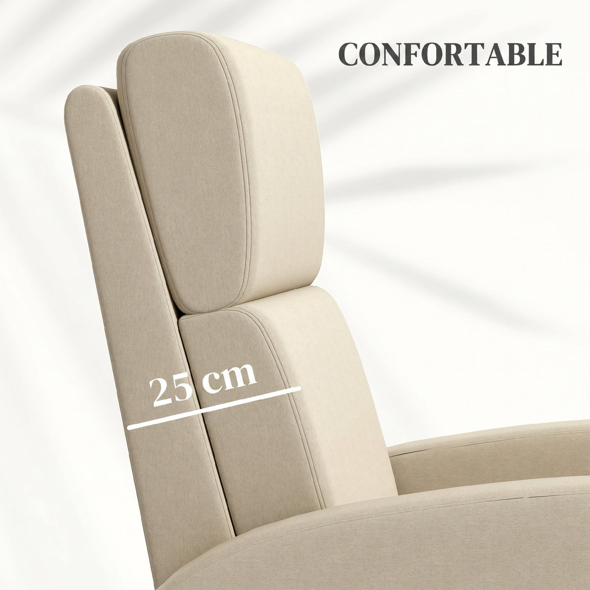 Fauteuil Relax Inclinable jusqu'à 160° Manuellement avec Repose-Pieds Intégré, Charge Max. 120kg, Grand Confort, Crème
