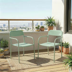 Lot de 2 Chaises de Jardin Salon de Jardin Empilable Résistant aux Intempéries avec Accoudoirs 56x58x78cm Vert