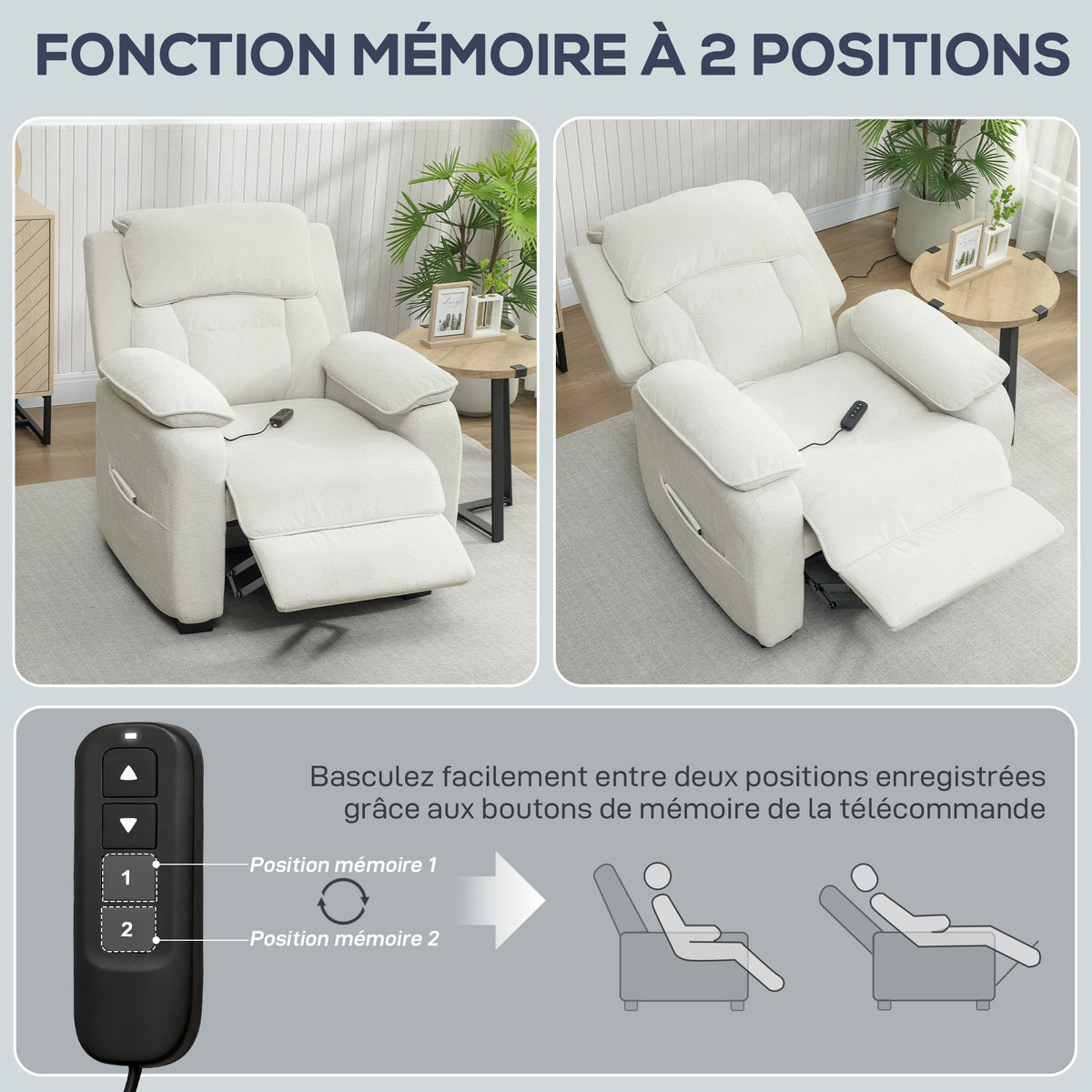 Fauteuil relax électrique fauteuil inclinable port USB repose-pieds poches latérales télécommande 86x90x103cm beige
