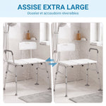 Banco de Transferencia para Bañera, Altura Ajustable en 10 Niveles, Asiento Ancho, Respaldo, Apoyabrazos, 86x60x89-101cm, Blanco