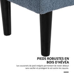 Banc de rangement coffre de rangement revêtement bouclette, pieds en bois de caoutchouc 95 x 38 x 45 cm bleu