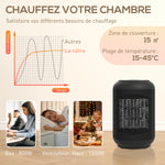 Chauffage d'appoint céramique PTC, radiateur électrique soufflant 1500 W, thermostat réglable, 14 x 14 x 21,5 cm, noir