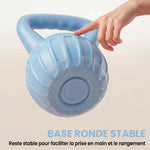 Kettlebell 12 kg, haltère avec poignée Antidérapante, haltère à boule, musculation, entraînement, pour gym, bleu