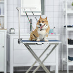 Bras de toilettage pliable pour animaux de compagnie en acier inoxydable avec collier de serrage pour chiens de grande et petite taille hauteur réglable max. 74 cm