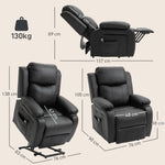 Fauteuil releveur électrique fauteuil relax électrique avec repose-pied télécommande et 2 pochettes 76x90x105cm noir