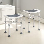Tabouret de douche chaise de douche - assise rembourré et réglable, patins à ventouses antidérapants, en aluminium gris