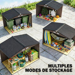 Abri de jardin 5,4 m² 2,77 x 1,95 x 1,92 m kit de fondation porte coulissante ventilations acier galvanisé, marron