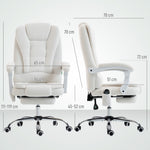 Fauteuil de bureau direction massant chauffant hauteur réglable dossier inclinable toile de lin blanc