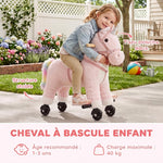 Reitpferd für Kinder, Plüsch-Pferd auf Rollen mit Soundeffekten, für 1 bis 3 Jahre, max. Tragkraft 40 kg, Rosa