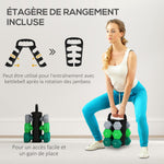 Lot d'haltères hexagonaux, haltères musculation, 2 x 3 kg, 2 x 4 kg, 2 x 5 kg, avec support convertible d'haltères