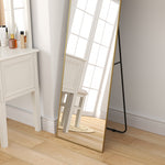 Grand miroir pleine longueur rectangulaire, 50 x 160 cm, miroir sur pied, mural ou pocé contre mur, doré