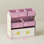 Meuble rangement enfant à 3 niveaux, étagère de rangement pour jouets enfants avec 6 boîtes en tissu amovibles, rose