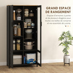 Buffet de cuisine armoire de cuisine meuble vitrine avec étagères réglables et 9 compartiments 76 x 36 x 160 cm noir