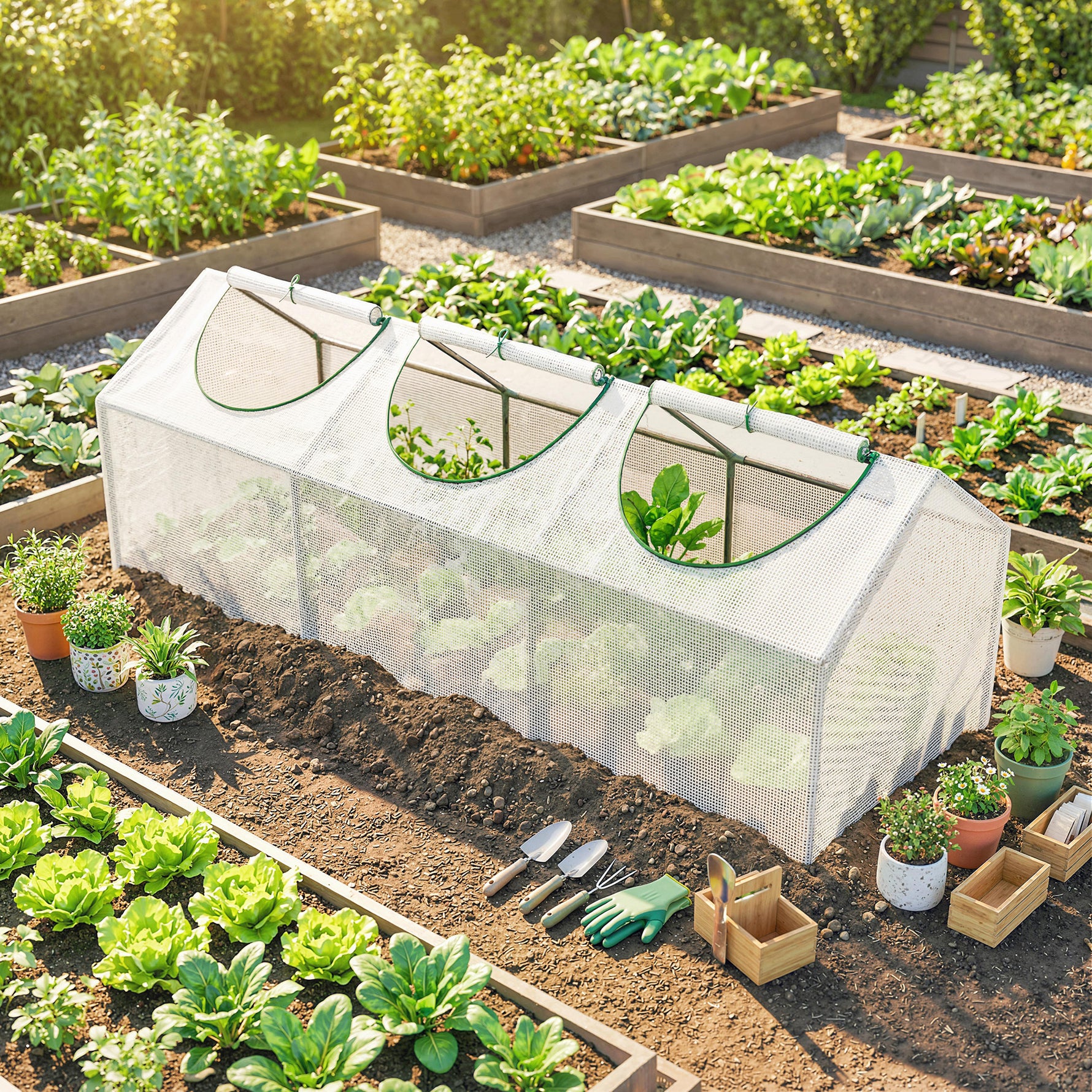 Serre de jardin mini serre 3 fenêtres enroulables couverture en PE haute densité 140 g/m² 180 x 60 x 60 cm blanc