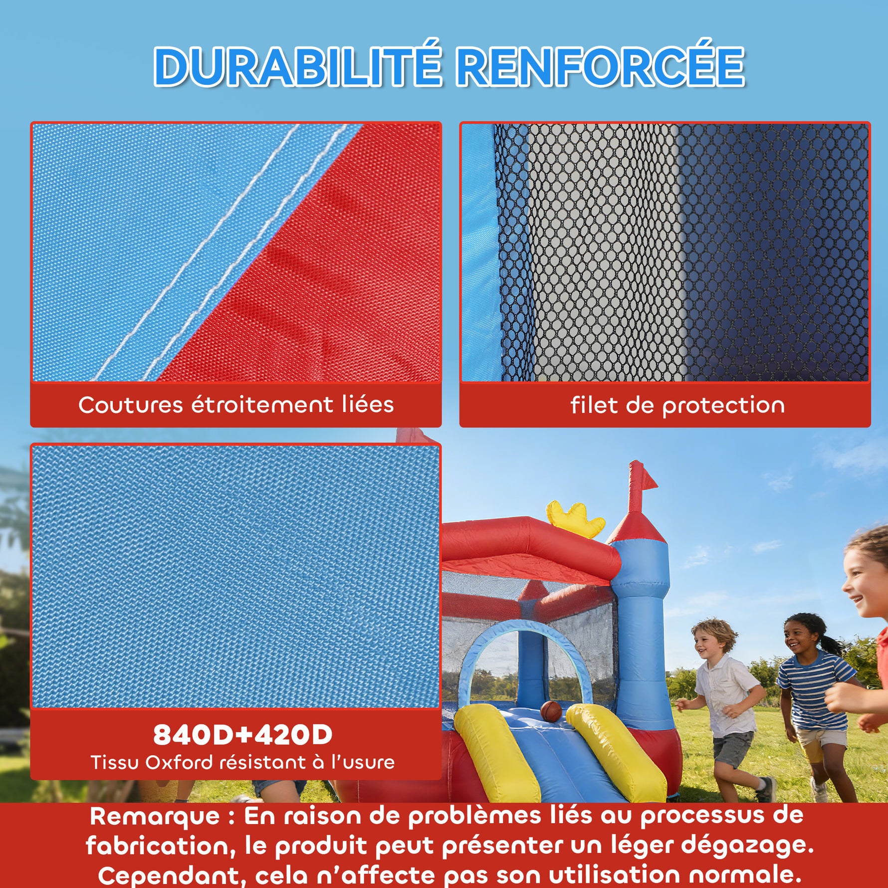 Château gonflable avec souffleur, aire de jeux gonflable avec toboggans, trampoline, piscine à balles, multicolore