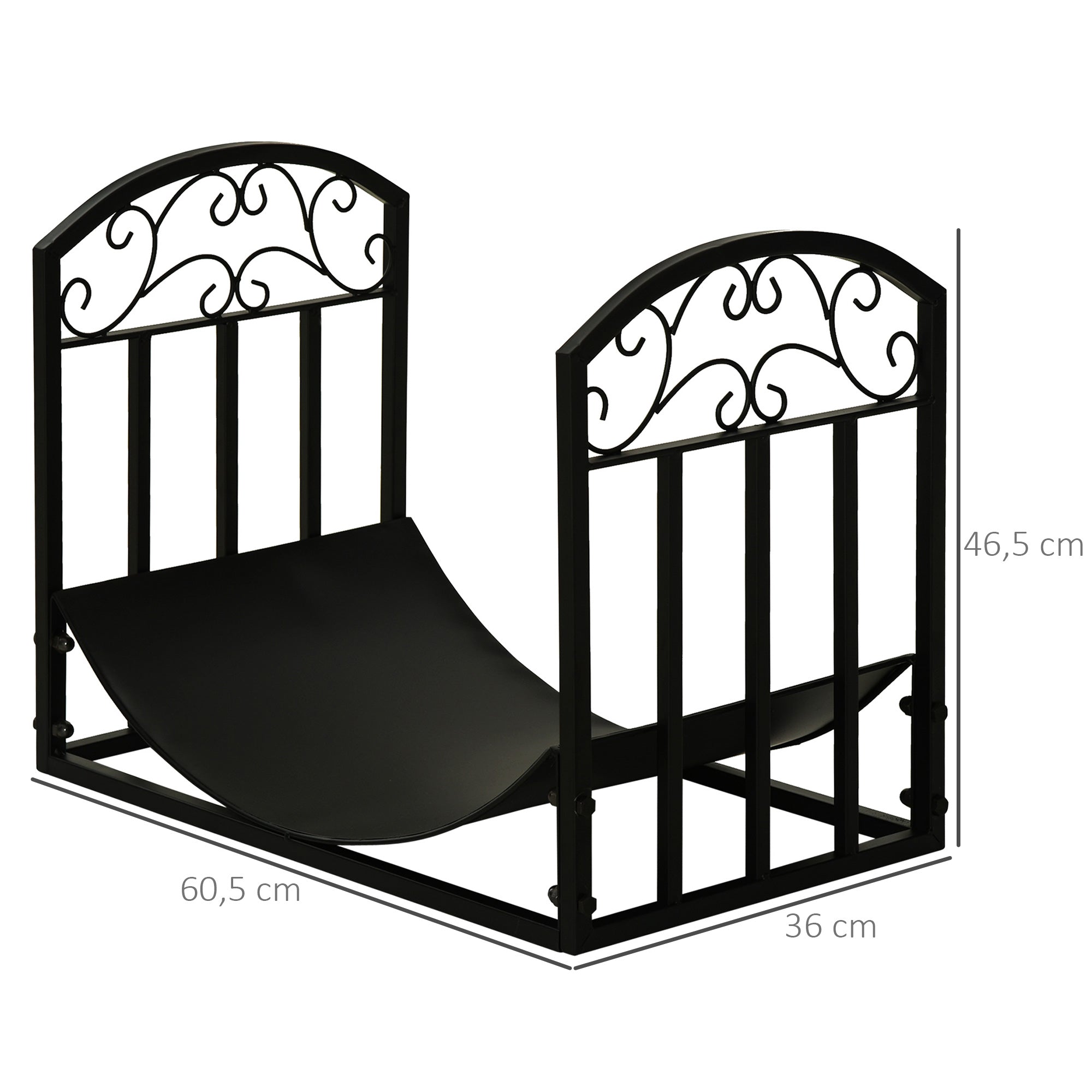 Kaminholzregal Brennholzregal Holzlege Kaminholzständer Holzregal max. Tragkraft 60 kg Maße 60,5L x 36B x 46,5H cm Metall Epoxid schwarz