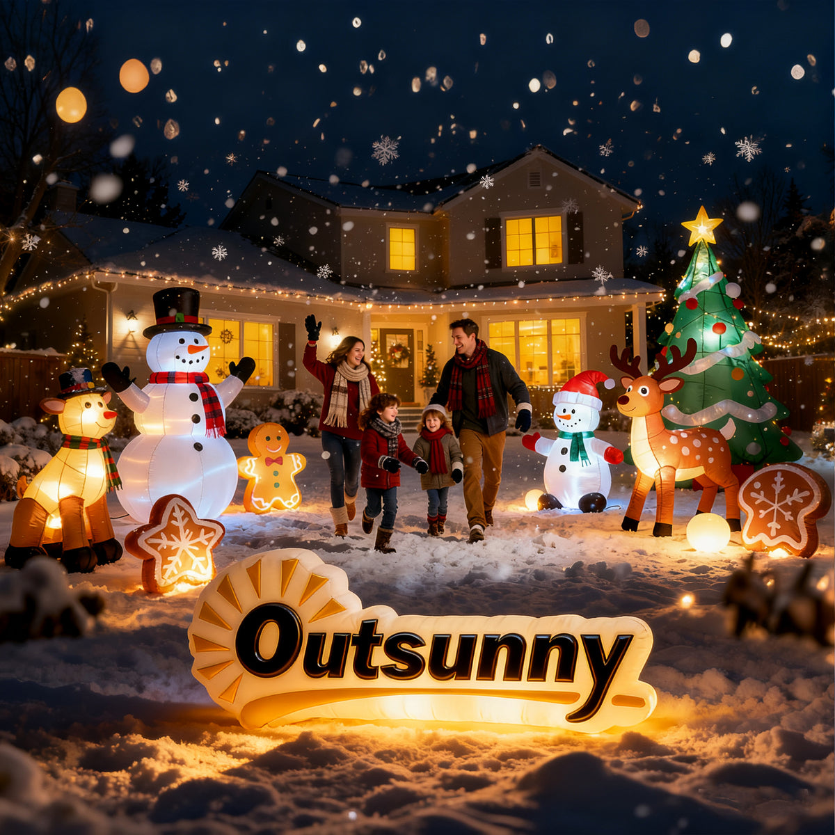 Bonhomme de neige gonflable de Noël de 180 cm avec lumières LED, matériel fixation et souffleur, intérieur et extérieur