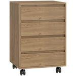 Caisson de bureau rangement bureau sur roulettes 4 tiroirs coulissants en bois aspect bois marron