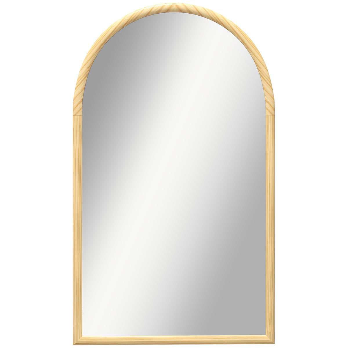 Miroir mural arche, 110 x 65 cm Cadre en bois, Miroir arqué pour le salon, la chambre, l'entrée, bois naturel
