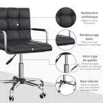 Lot de 2 chaises de bureau fauteuil manager pivotant hauteur réglable revêtement synthétique capitonné noir