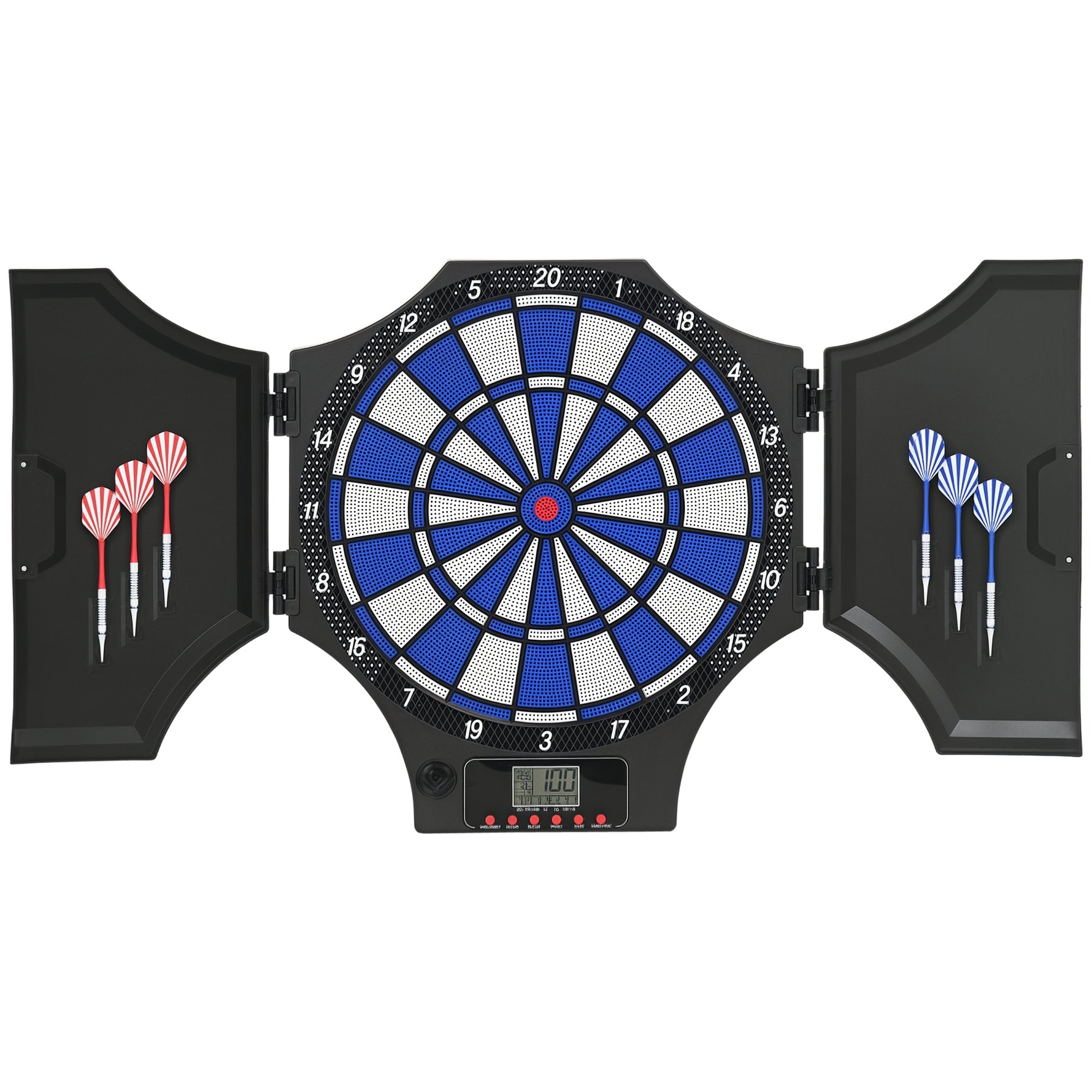 Cible jeu de fléchettes électronique refermable 2 portes 31 jeux jusqu'à 8 joueurs affichage LCD haut-parleur noir