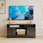 Meuble TV banc TV en bois avec 2 niches 2 armoires à porte une armoire ouverte 105 x 40 x 52 cm effet bois noir