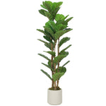 Plante artificielle intérieure 120 cm Figuier lyre arbre artificiel avec pot en plastique et tronc en bois massif, vert