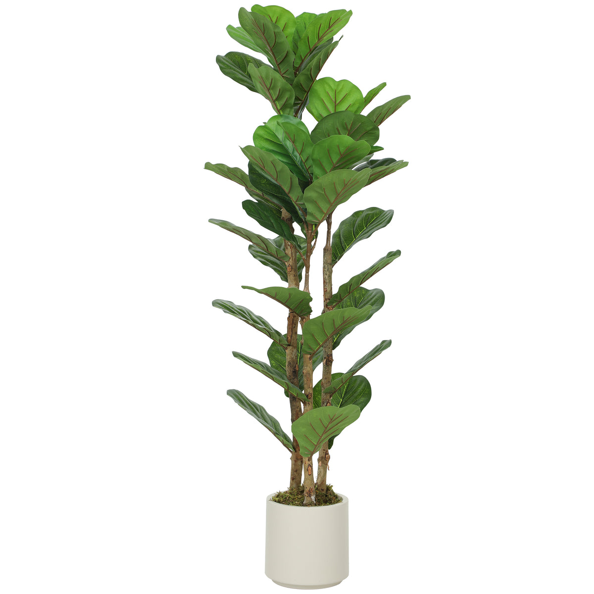 Plante artificielle intérieure 120 cm Figuier lyre arbre artificiel avec pot en plastique et tronc en bois massif, vert