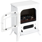 Cheminée électrique à Effet de Flamme poêle Style rétro Thermostat 950-1850 W Anti surchauffe blanc