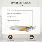 Miroir mural arche, 110 x 65 cm Cadre en bois, Miroir arqué pour le salon, la chambre, l'entrée, bois naturel