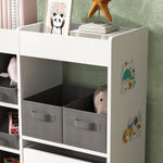 Étagère à jouets pour enfants étagère à livres 11 bacs de rangements en tissu non tissé 105 x 30 x 80 cm blanc