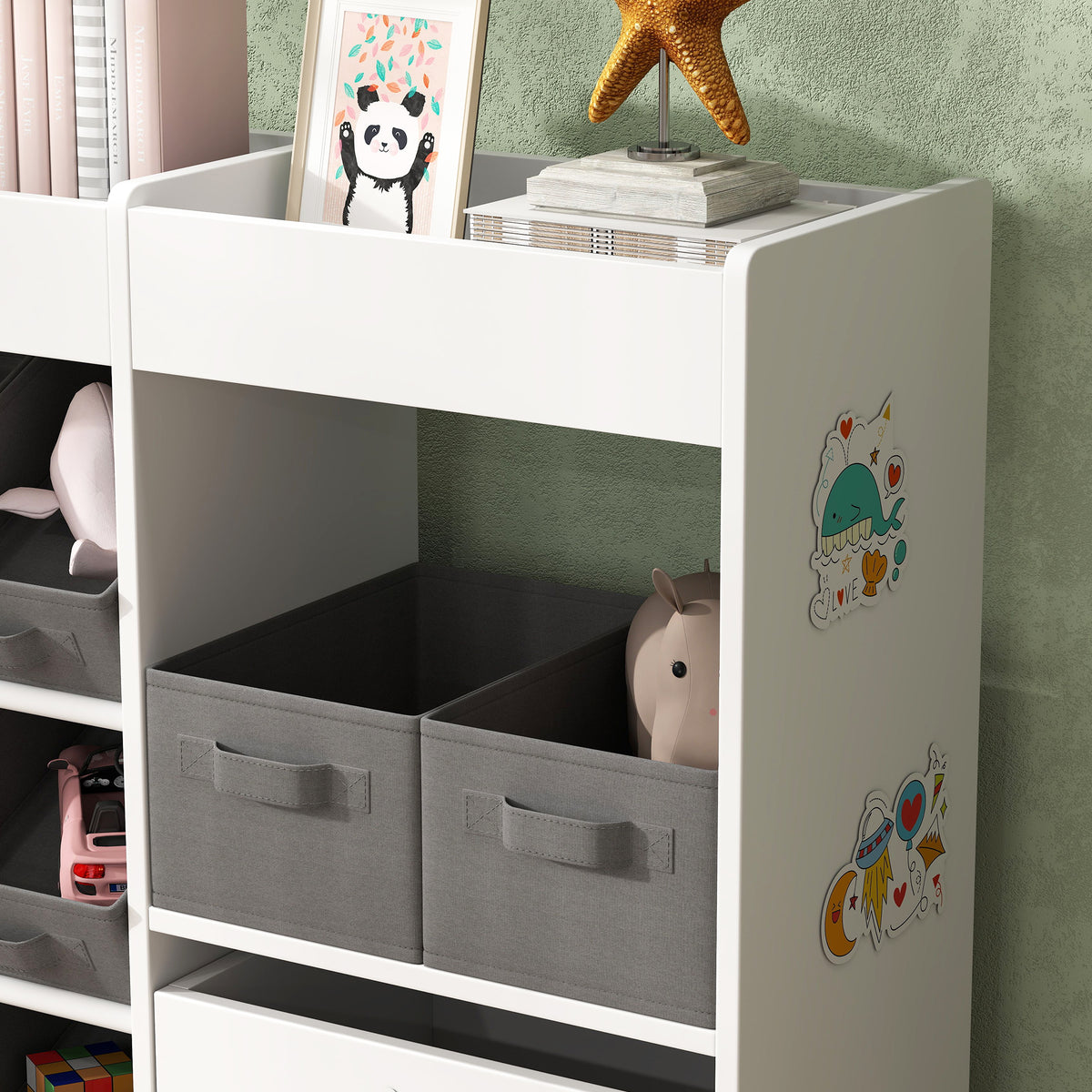 Étagère à jouets pour enfants étagère à livres 11 bacs de rangements en tissu non tissé 105 x 30 x 80 cm blanc