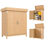 Armoire de Jardin sur Pied Double Porte étagère et Toit bitumé relevable dim. 74L x 43l x 88H cm Bois Massif de Sapin