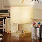 Ohe-alboko lanpara USB A+C-rekin, mahai-lanpara modernoa, telefonoarentzako 3 euskarri, bonbillak ez daude barne, zuria