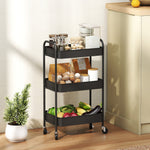 Desserte chariot de rangement en acier chariot de service à roulettes 3 plateaux ajourés 45 x 30,6 x 79 cm noir